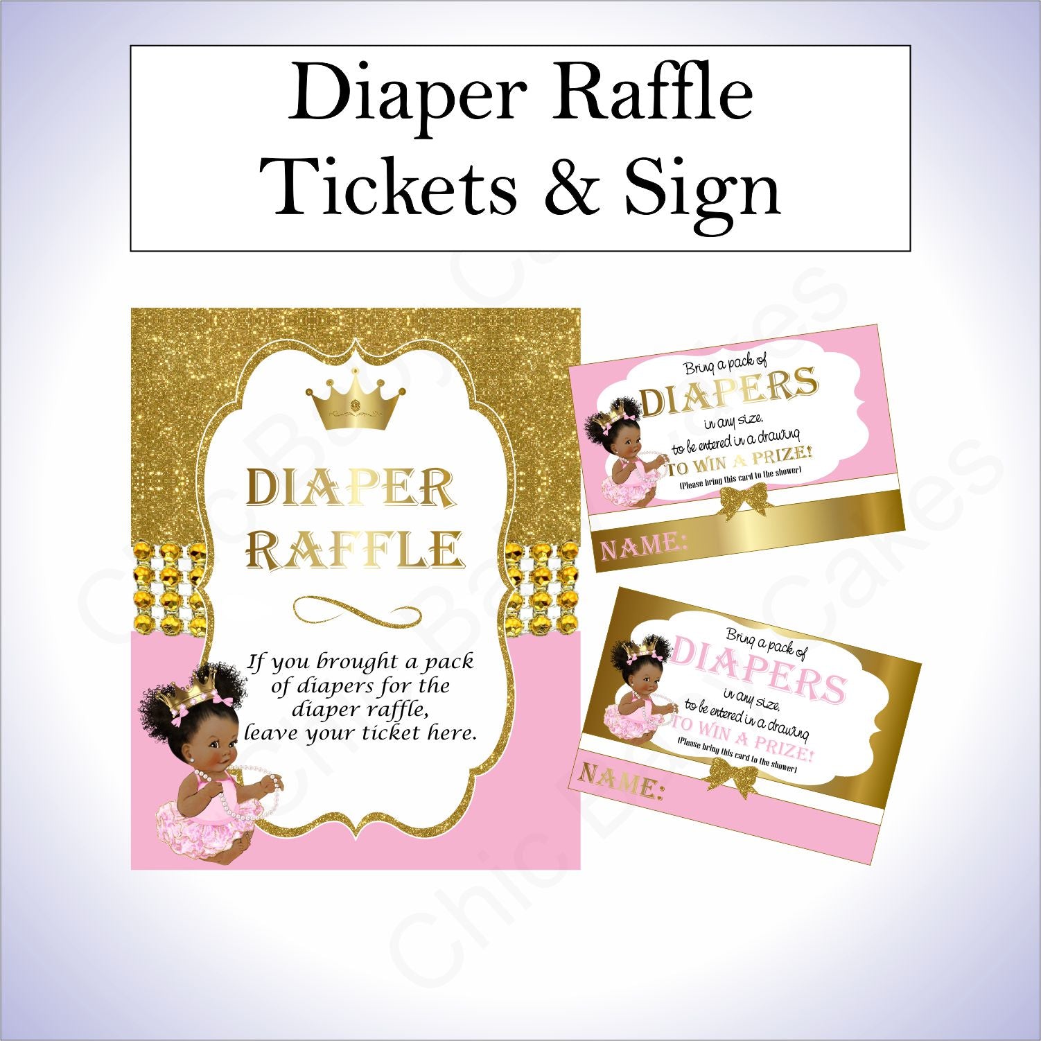 printable princess diaper raffle tickets
