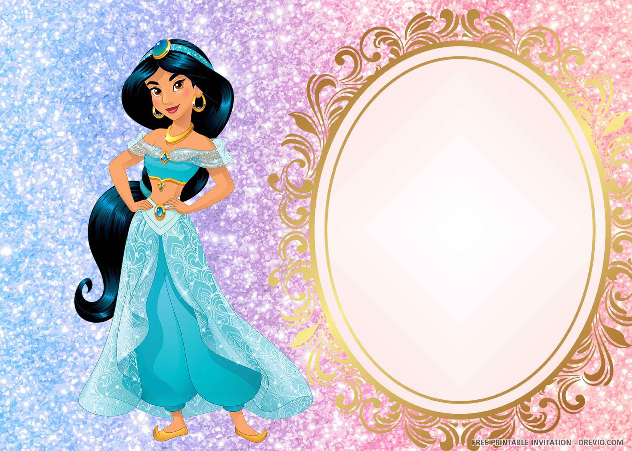 FREE PRINTABLE) - Princess Jasmine Birthday Invitation Template