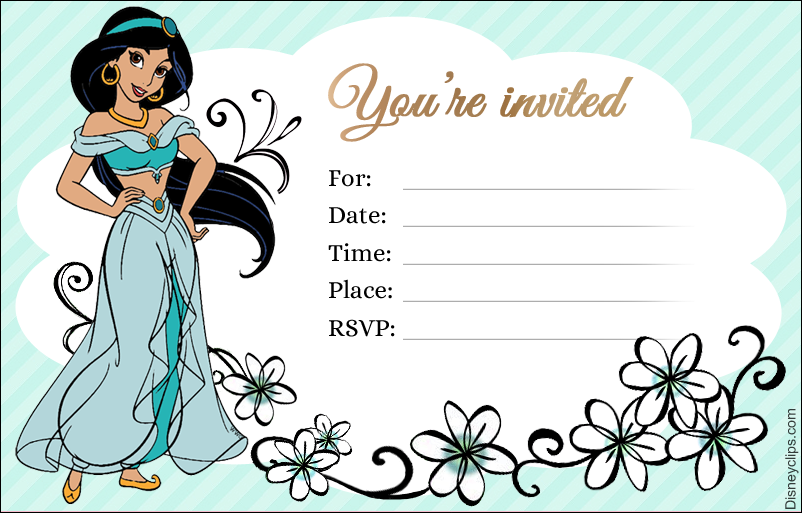 printable princess jasmine invitations