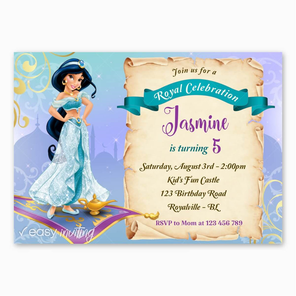 Princess Jasmine Birthday Invitation - Easy Inviting