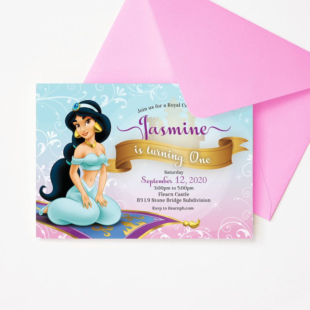 Princess Jasmine Birthday Invitation - Dgtally
