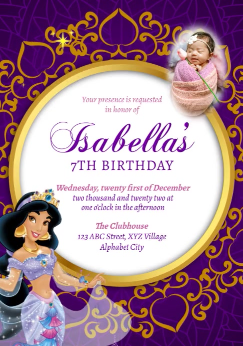 Princess Jasmine Birthday Invitation