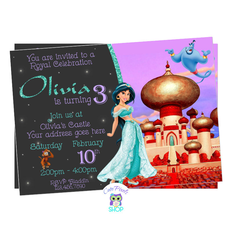 Princess Jasmine Invitation - Aladdin Birthday