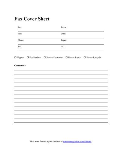 Printable Fax Cover Sheet PDF - Blank Template Sample