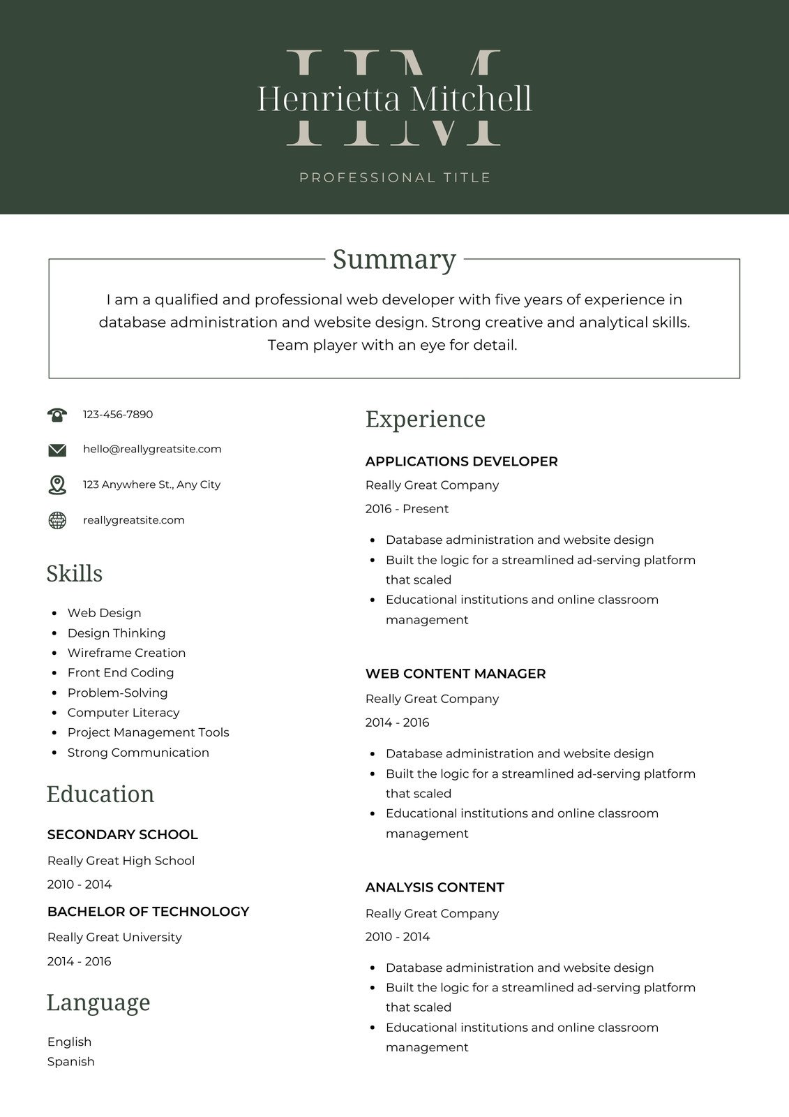Free custom printable high school resume templates 