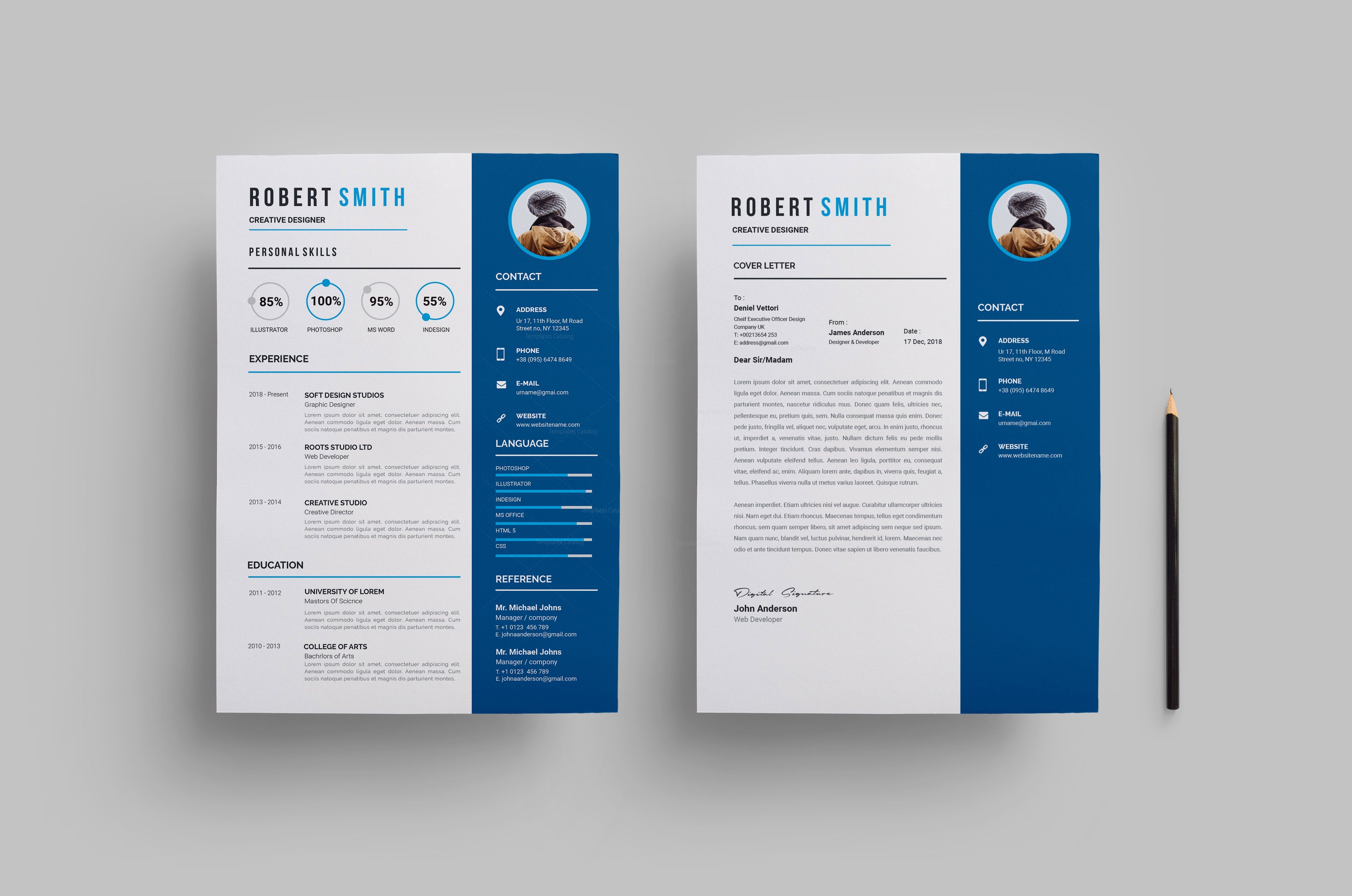Printable Creative Resume Design 002807 - Template Catalog