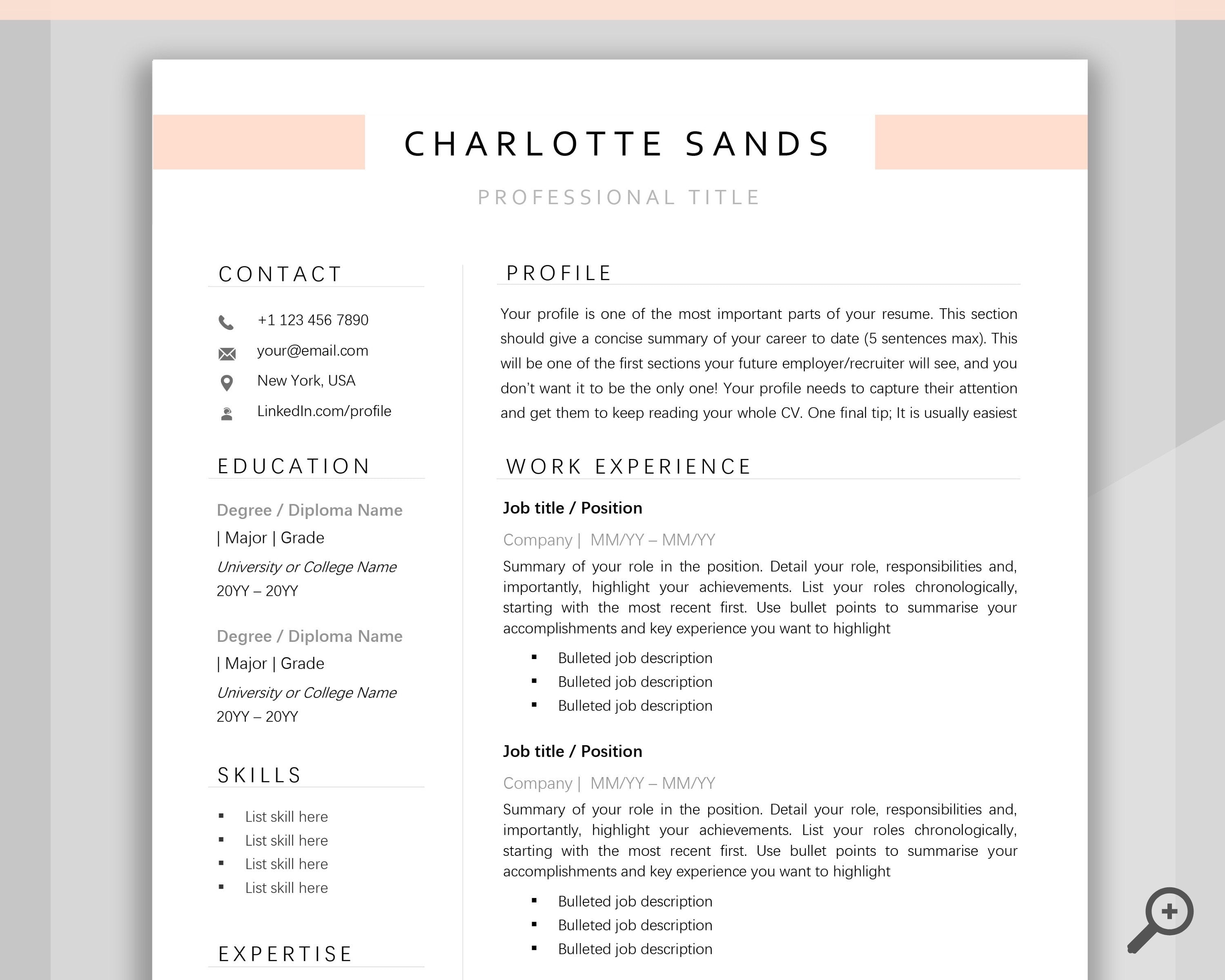 Professional Resume CV Template | Microsoft Word | Style 13