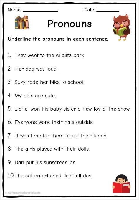Pronoun Worksheets - Identifying Pronouns | Free English Worksheets