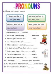 PRONOUNS - 2 pages (English for beginners) - ESL worksheet by ...