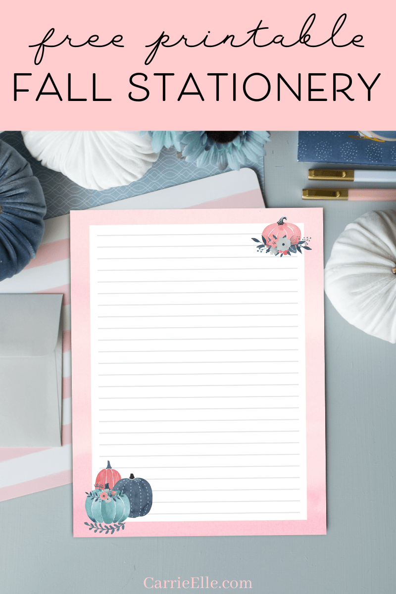 Free Printable Pink and Teal Pumpkin Stationery - Carrie Elle