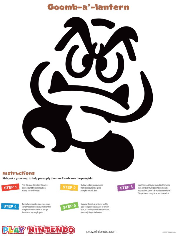 Goomba Printable Pumpkin Carving Stencil - Play Nintendo.