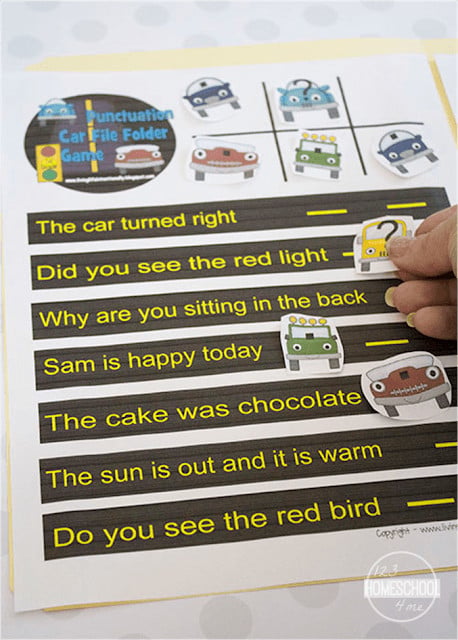 ? FREE Printable Car File Folder Punctuation Games for 1st grade