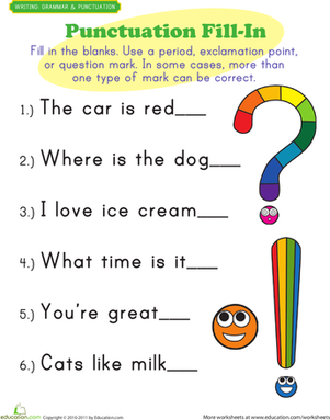 Punctuation Mark Exercises | Worksheet 