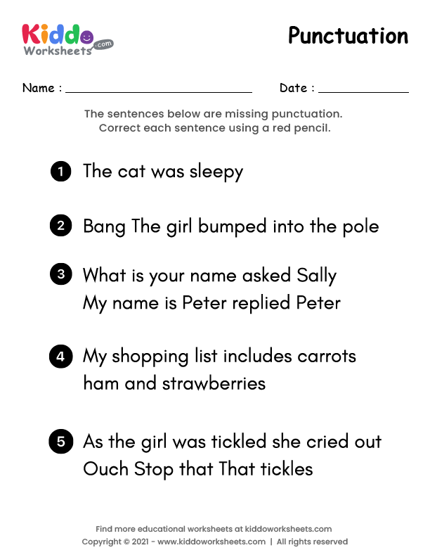 Free Printable Punctuation Worksheet - kiddoworksheets