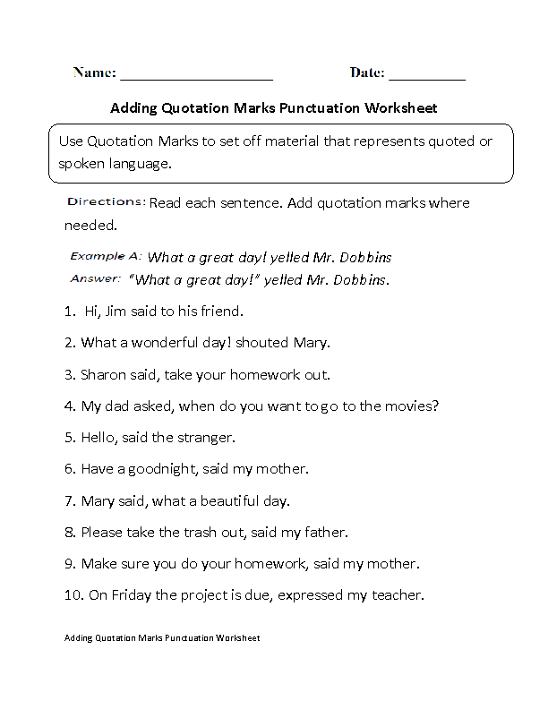 worksheets library | Punctuation Worksheets