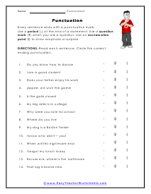 Punctuation Worksheets