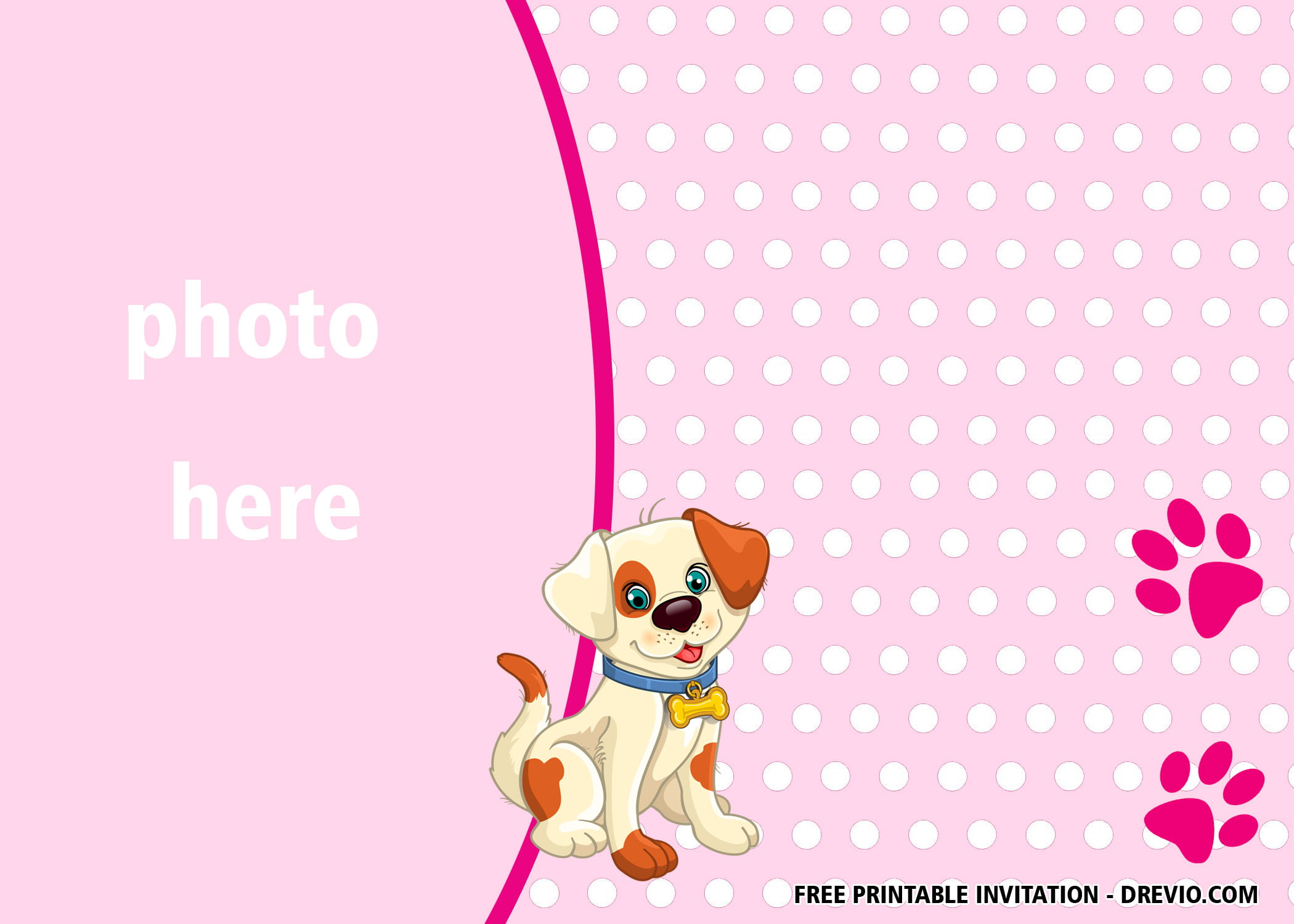 Editable Puppy Birthday Invitation Dogs Birthday Party Invite Pink ...