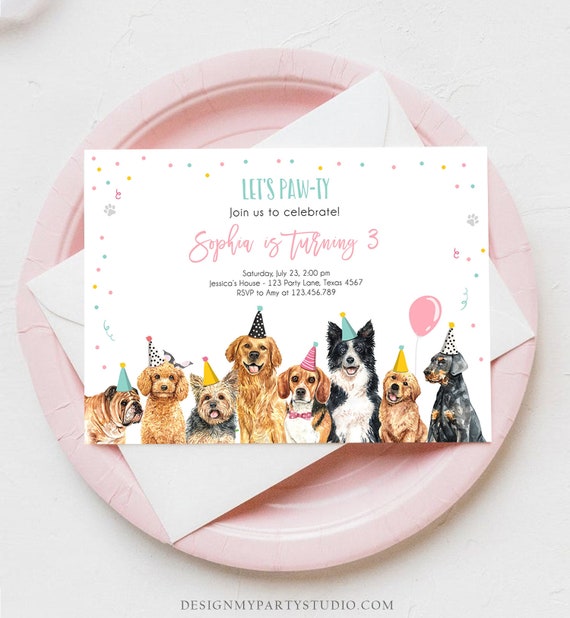 Dog Puppy Birthday Party Invitation Printable Instant Download ...