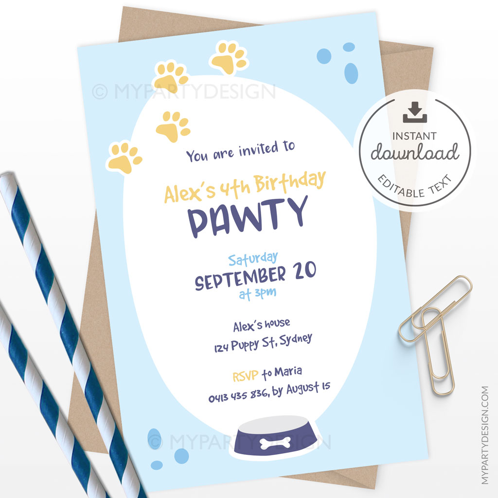 printable puppy party invitations