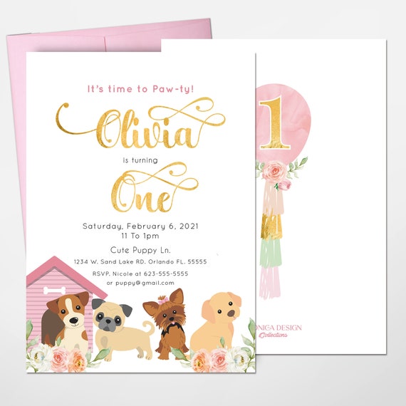 Lets Pawty Birthday,puppy Invitation, Dog Birthday, Pawty Birthday ...