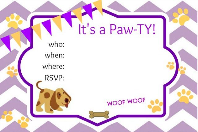 printable puppy party invitations
