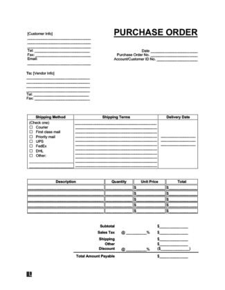 Free Purchase Order (PO) Template | Printable PDF &  Word