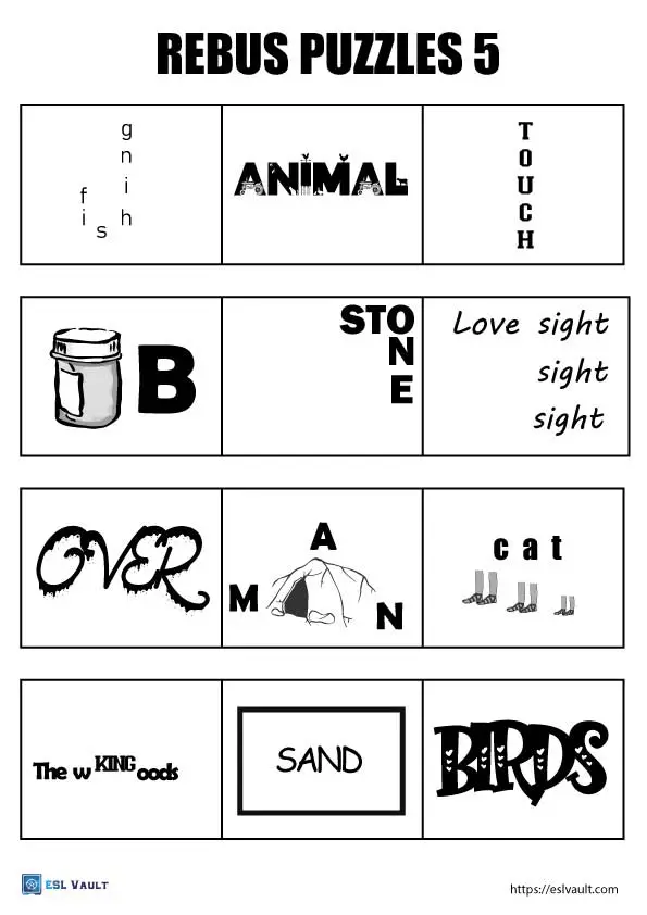 300 Free printable rebus puzzles with answers - ESL Vault