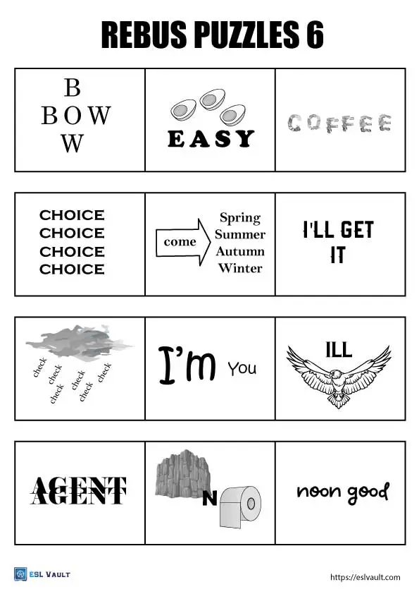 300 Free printable rebus puzzles with answers - ESL Vault