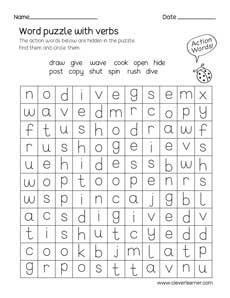 Free four-letter word puzzle worksheets for children