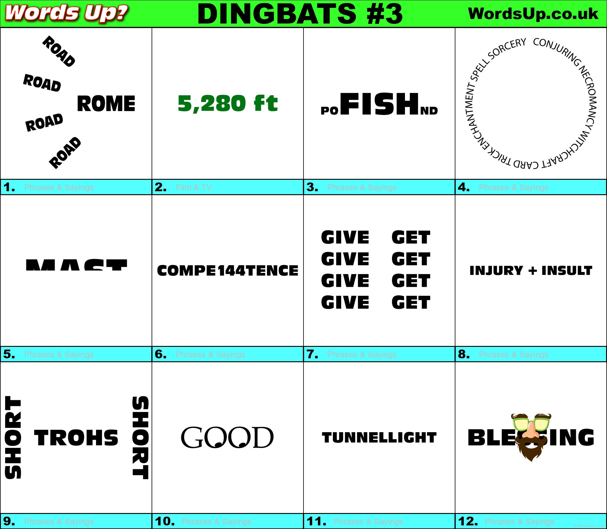 Dingbats Quiz #3 » Find the answers to over 730 Dingbats! » Words ...