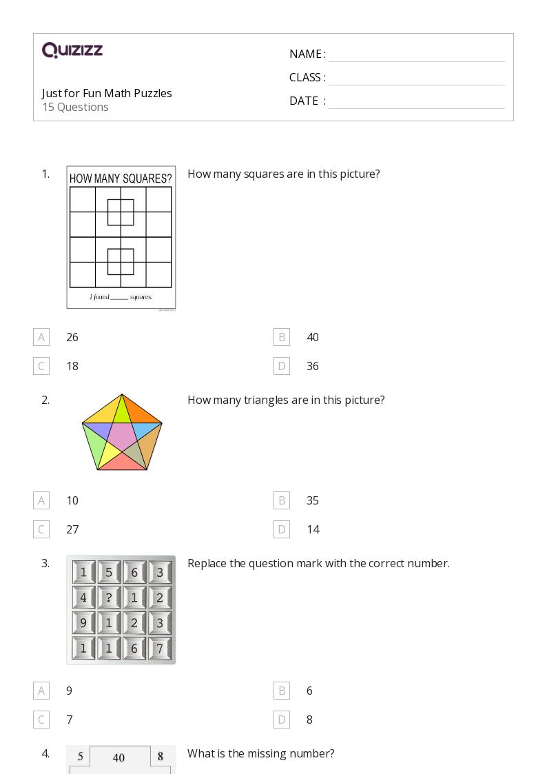 50+ Math Puzzles worksheets for 8th Class on Quizizz | Free ...