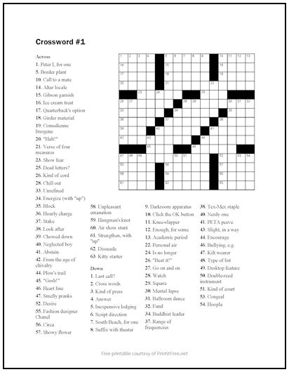 Free Printable Crossword Puzzles | Print it Free