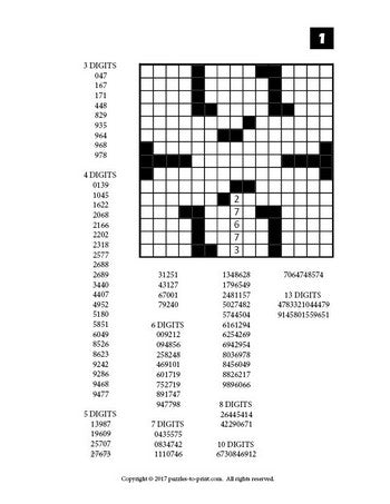 Number Fill In Puzzles, Volume 3 - PRINTABLE PDF - Puzzles to Print