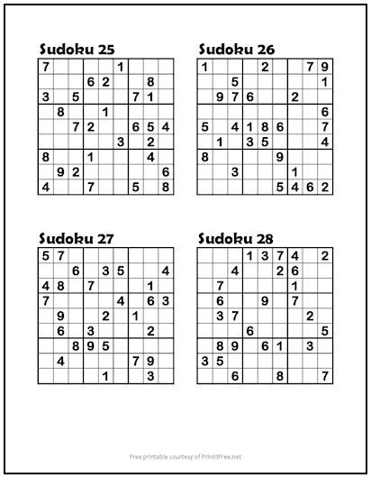 printable puzzles sudoku