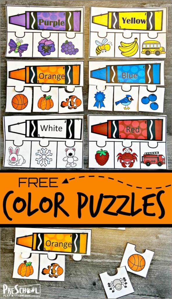 FREE Printable Color Puzzles - Fun Color Activity for Preschoolers
