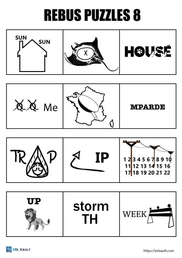 300 Free printable rebus puzzles with answers - ESL Vault