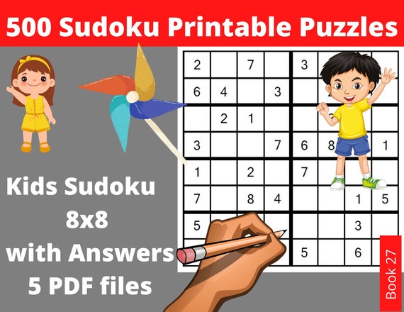 Printable PDF Sudoku for Kids 8x8 500 Children Puzzles With ...