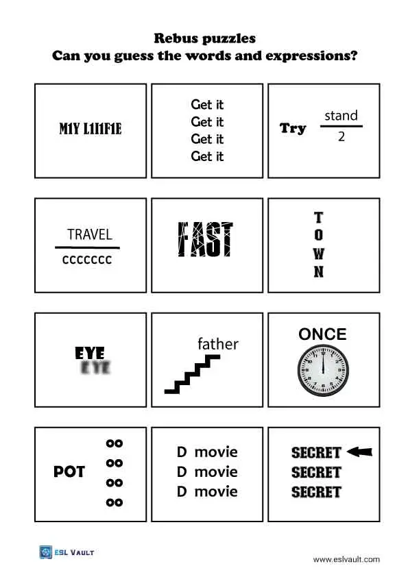 300 Free printable rebus puzzles with answers - ESL Vault