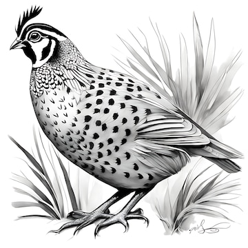 Japanese Quail Coloring page Printable qualityBlack and White ...