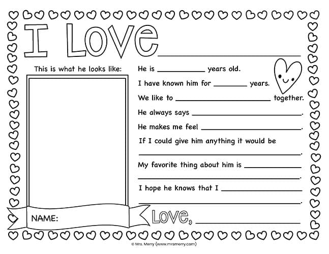 Valentines Day Questionnaire for Kids Printable | Mrs. Merry