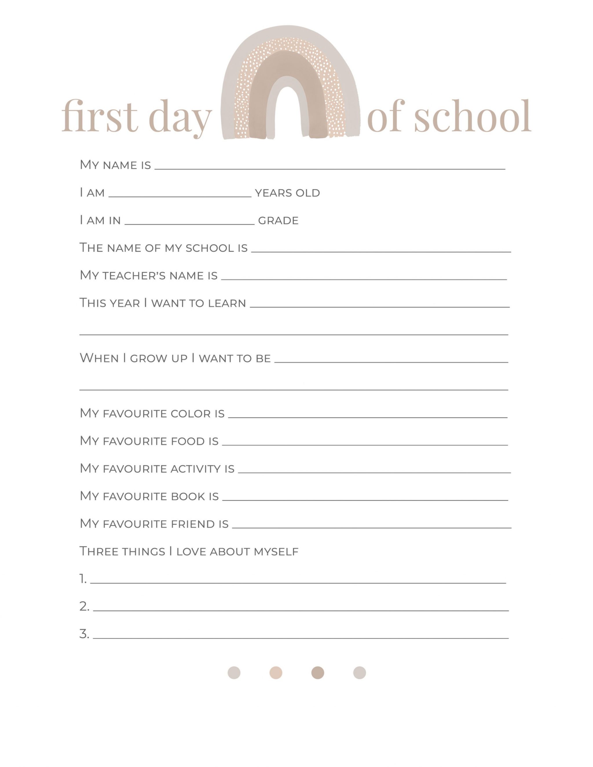 First Day of School Questionnaire Printable - Nick + Alicia