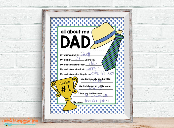 Free Fathers Day Printable Questionnaire | i should be mopping ...