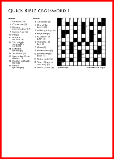 Bible Crossword Puzzle - Quick Crossword I | BiblePuzzles.com