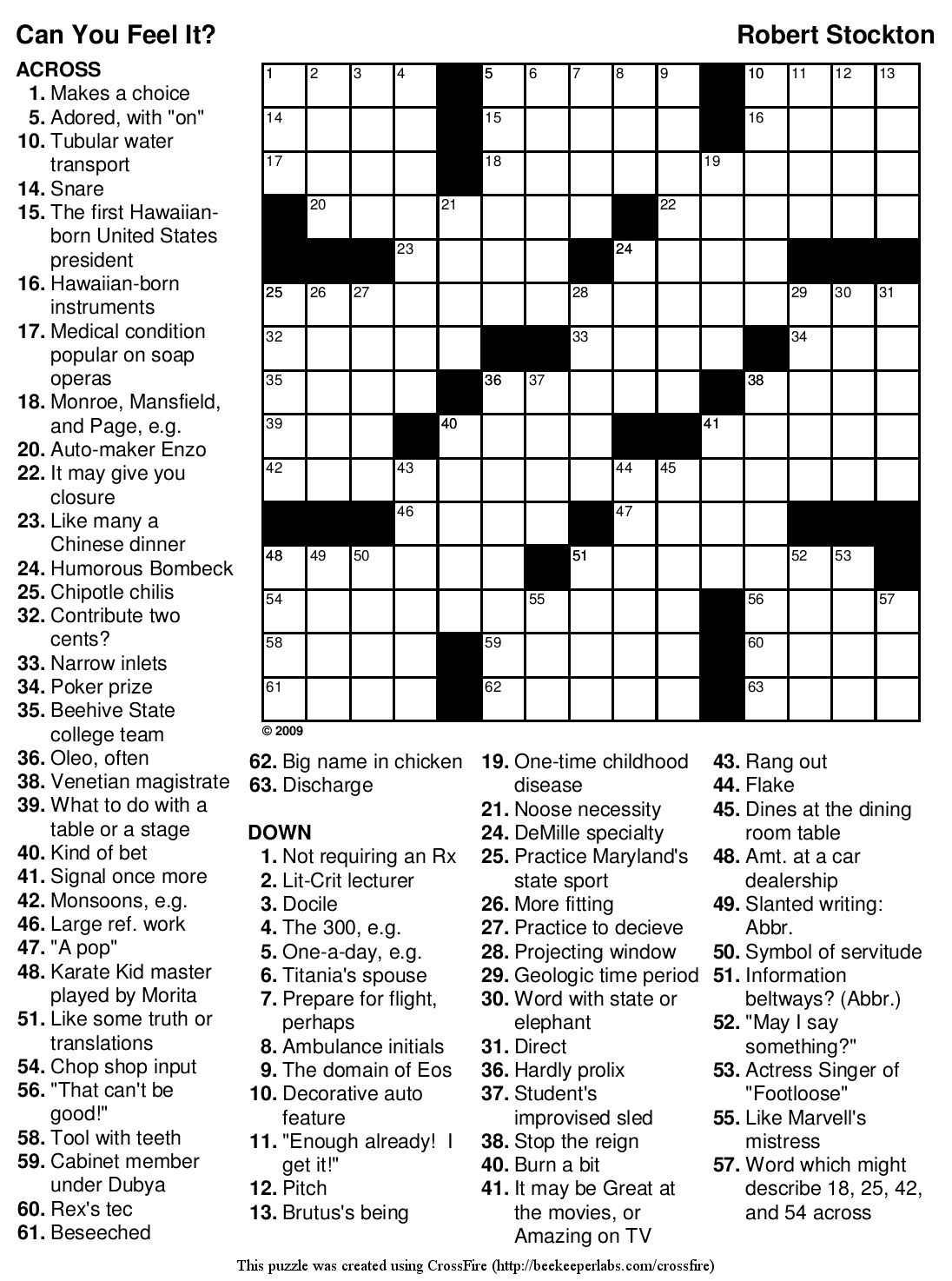 Printable Quick Crossword