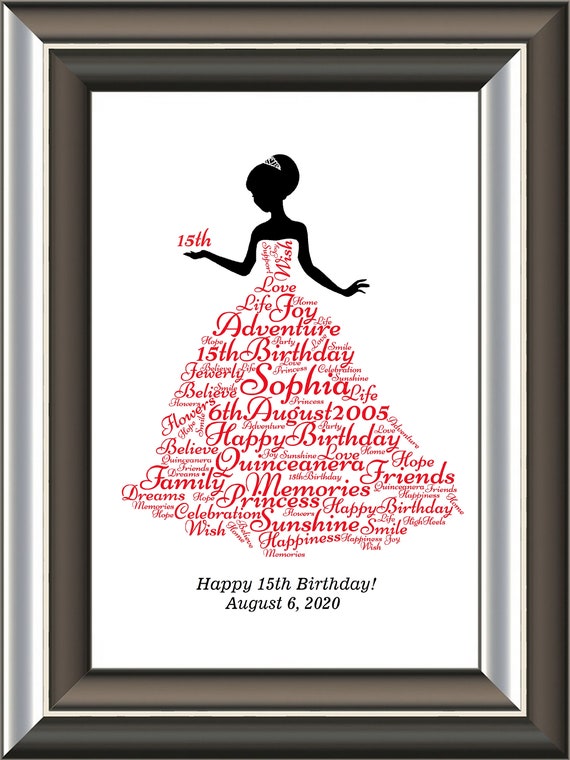 Quinceanera Personalized Gift Word Art Printable, Quinceanera Wall ...