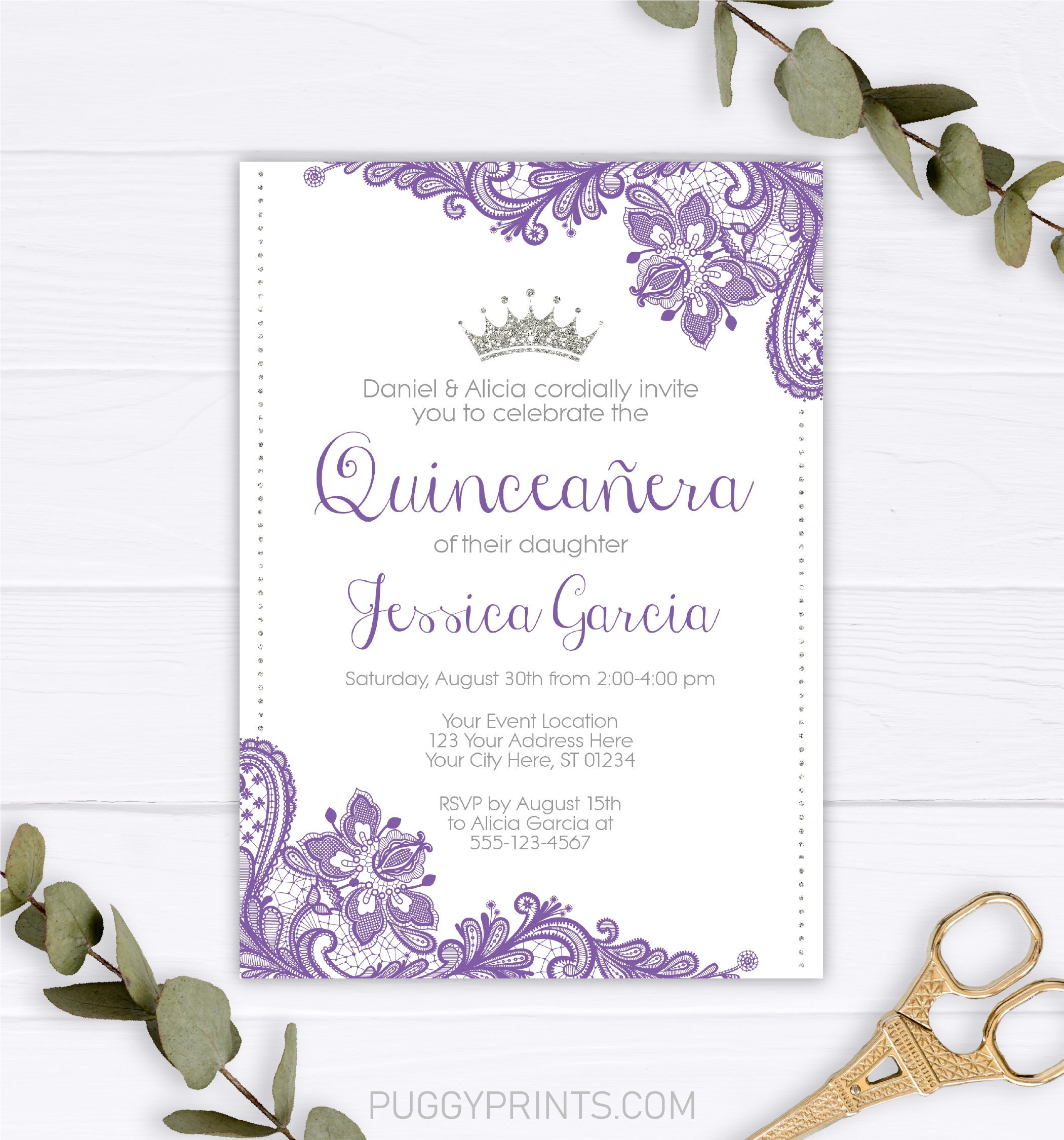 Quinceanera Invitation, Princess Quinceañera Invitation Template ...
