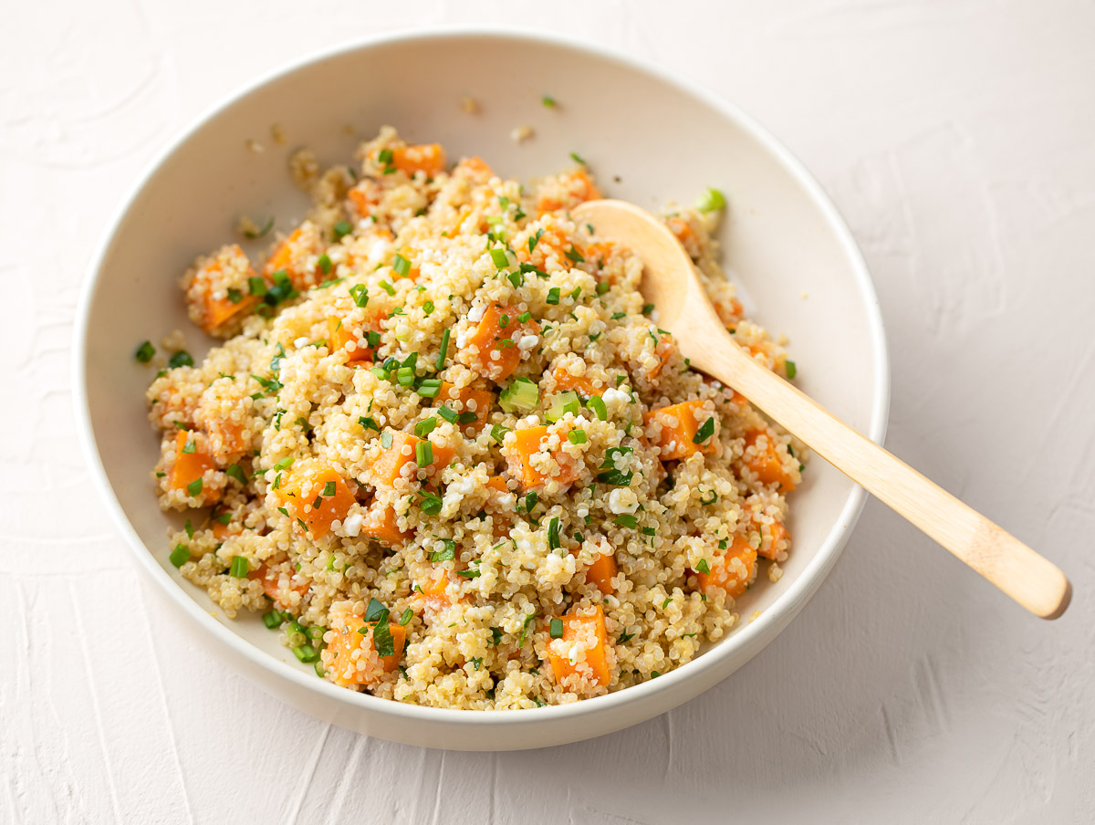 Sweet Potato Quinoa with Lemon Feta Vinaigrette