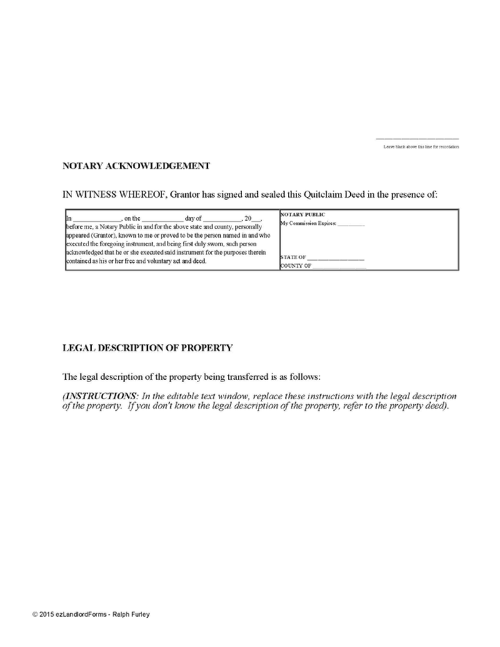 Nevada Quitclaim Deed | ezLandlordForms