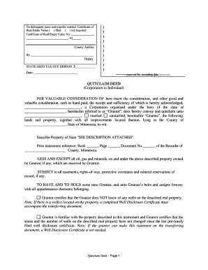 printable quit claim deed minnesota