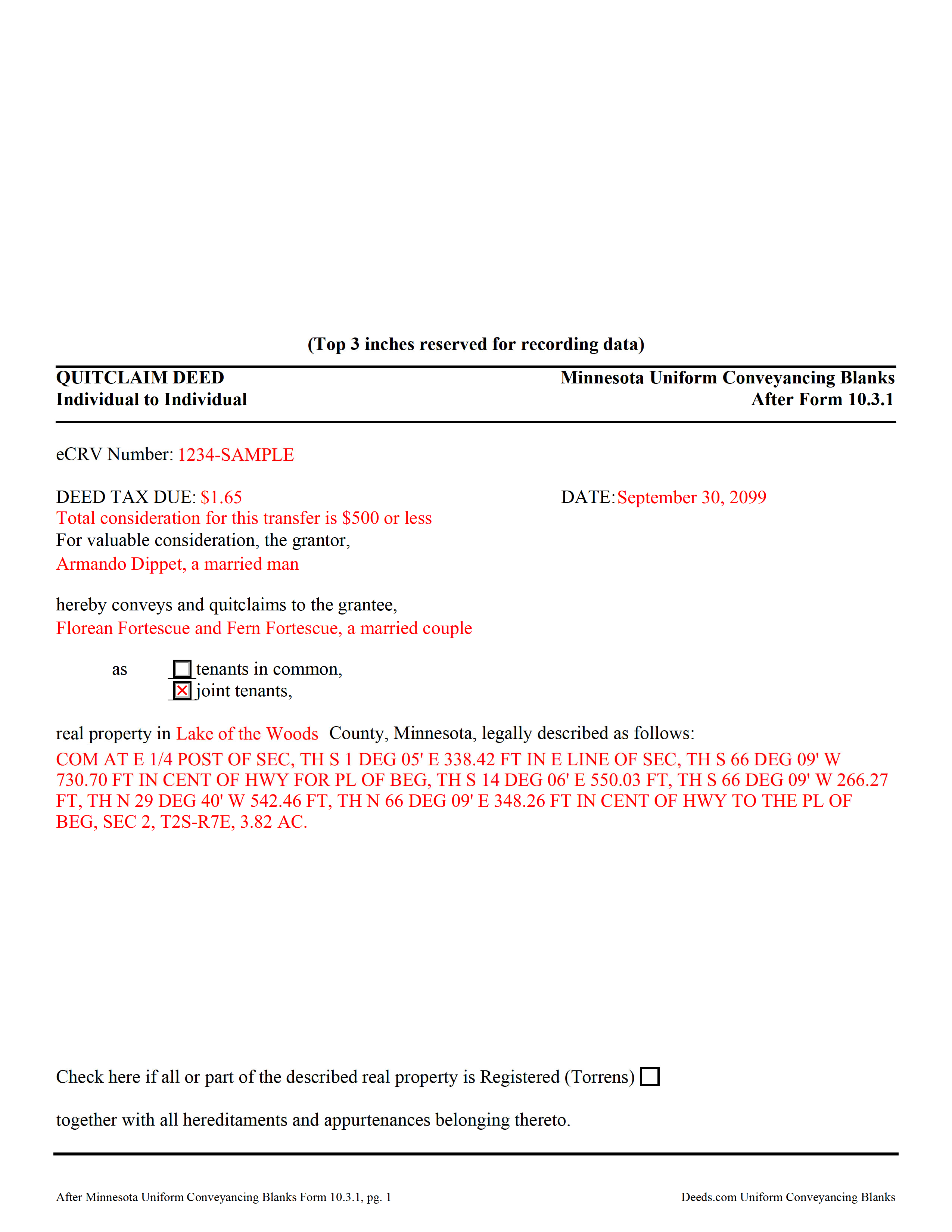 printable quit claim deed minnesota